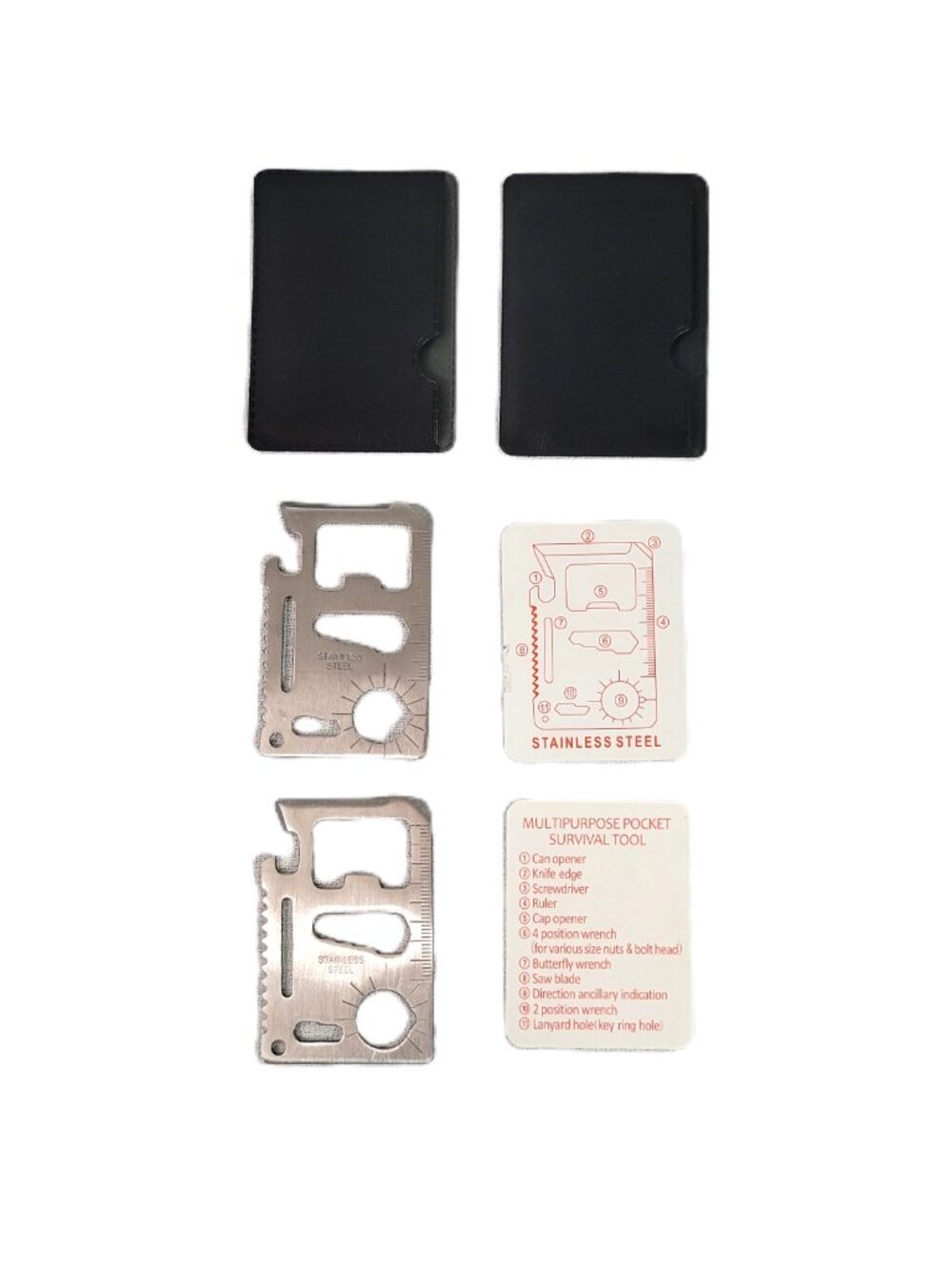 11-in-1 Credit Card Survival Tool Stainless Steel Pocket Wallet Multitool EDC